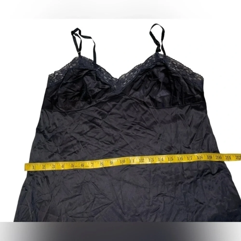 womens Vintage 90s Vanity Fair Black Slip lace midi Dress‎ 42 TT